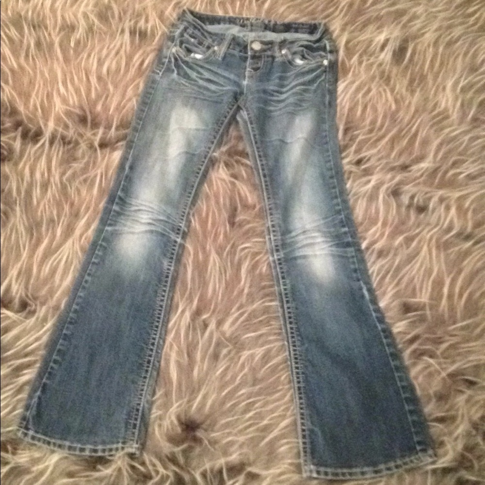 Stone washed denim jeans